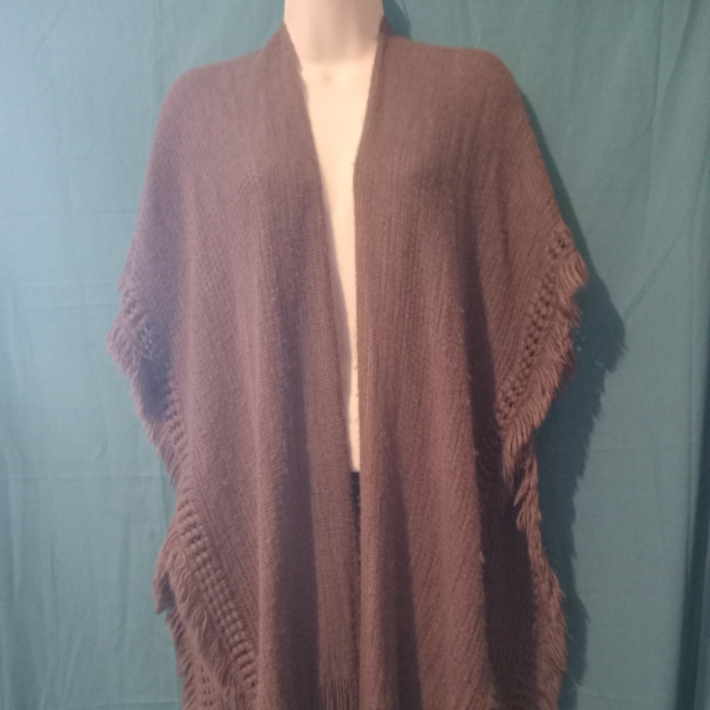 Grey knit poncho shrug